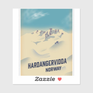 Hardangervidda Norge semester affisch. Klistermärken