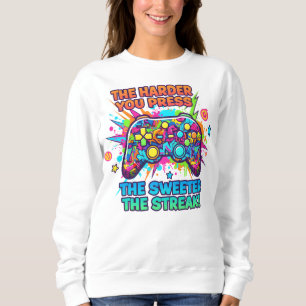 "Hårdare Trycker Gamer T-Shirt – Rolig Gaming Cita