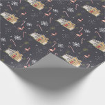 Hårdårhundradet Handflatan Vår Flamingo Julhuset Presentpapper<br><div class="desc">Mönster med illustrationer av ett modernt hus i stil under 2000-talet med handflatan träd,  snöflingor,  flamingos och polkagrisar.</div>
