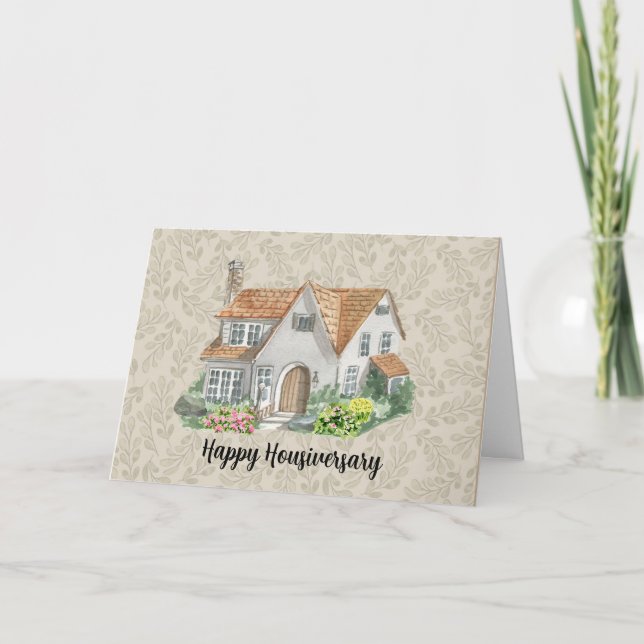 Hårdårsfirman i Watercolor Lycklig Tack Kort (Framsida)