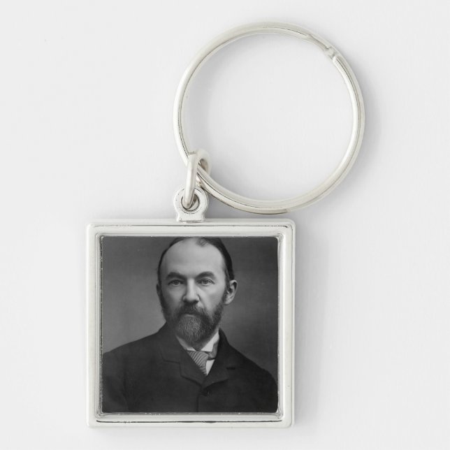 Härdat porträtt av Thomas Fyrkantig Silverfärgad Nyckelring (Framsidan)
