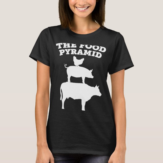 Hardcore Carniäger Diet Food Pyramid Kött Eater T Shirt (Framsida)