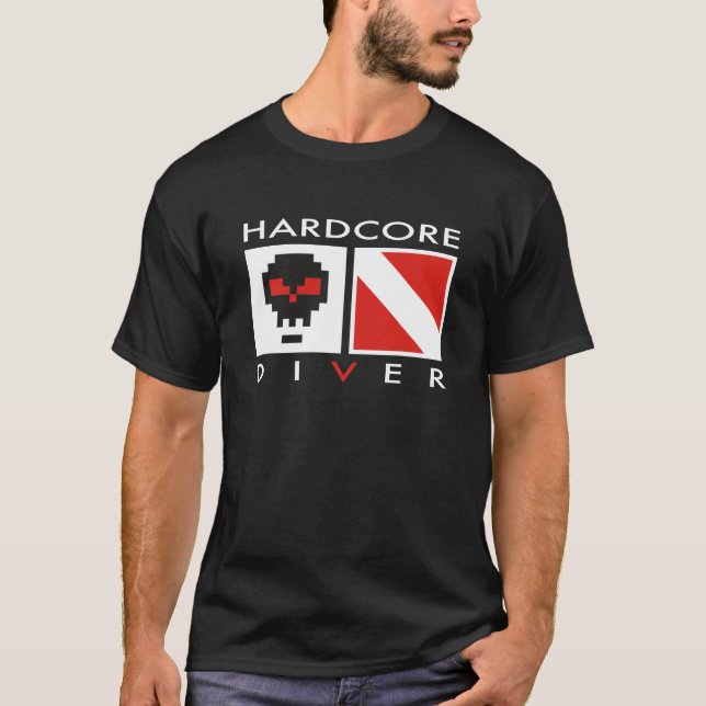 Hardcore dykare, dykat-skjorta tee shirt (Framsida)
