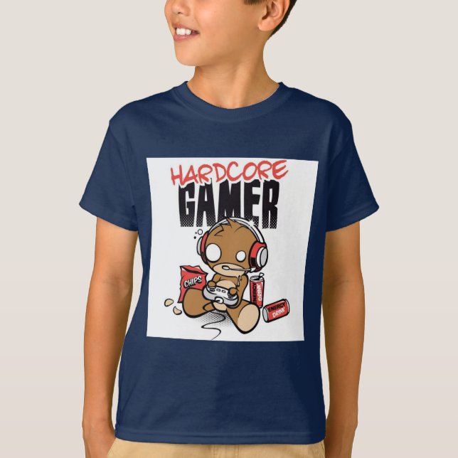 Hardcore gamerpojketshirt t-shirt (Framsida)