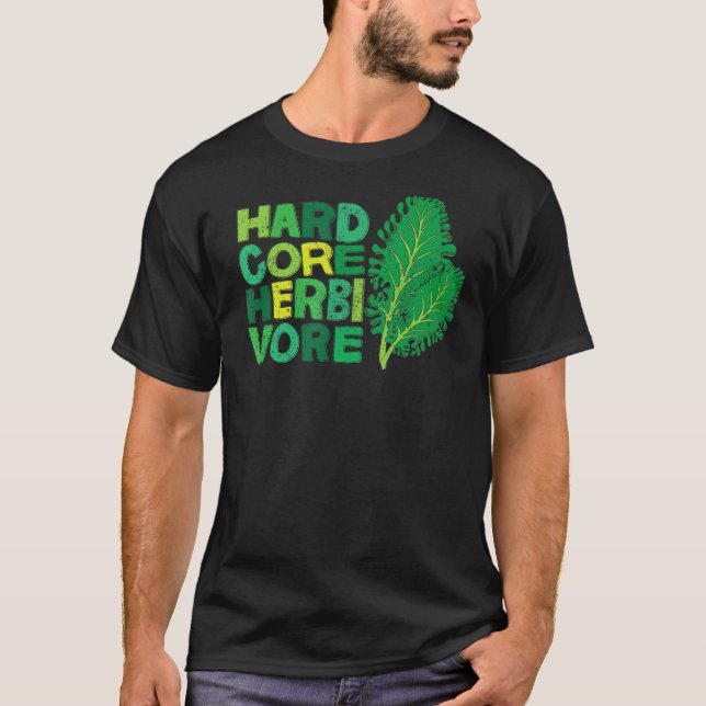 Hardcore Herbivore Växtdriven Vegetarian Vegan  T Shirt (Framsida)