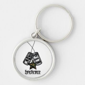hardcore keychain rund silverfärgad nyckelring