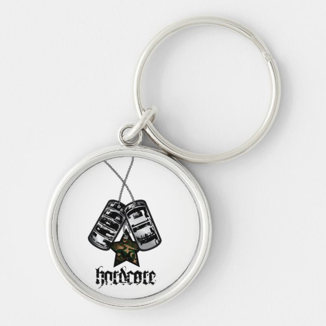 hardcore keychain rund silverfärgad nyckelring (Framsidan)