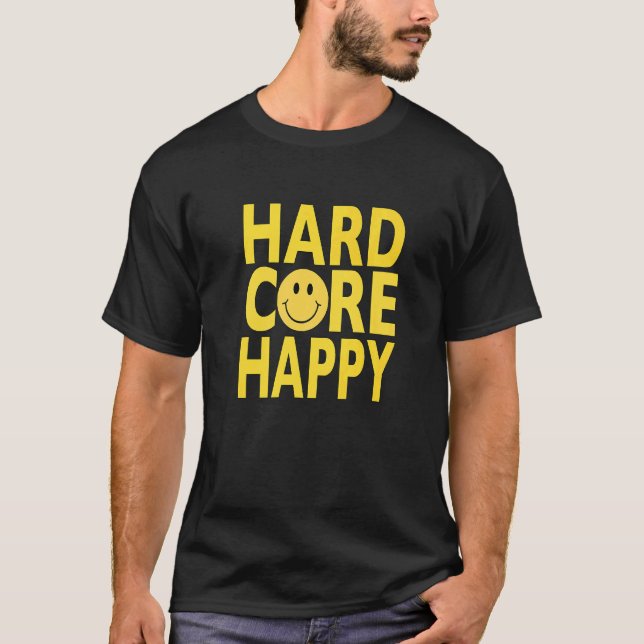 Hardcore Lycklig Ravers T Shirt (Framsida)