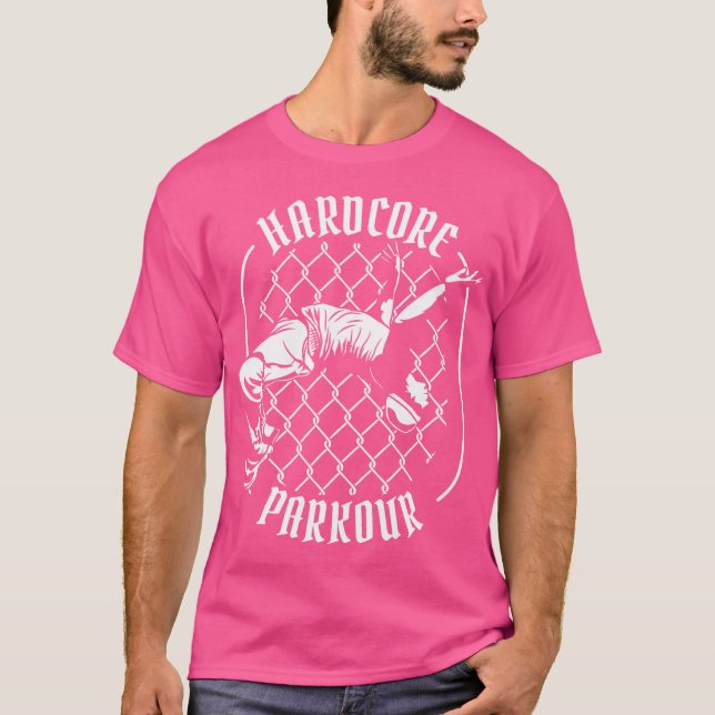 Hardcore Parkour Training Wall Run Traceur Jumper  T Shirt (Framsida)
