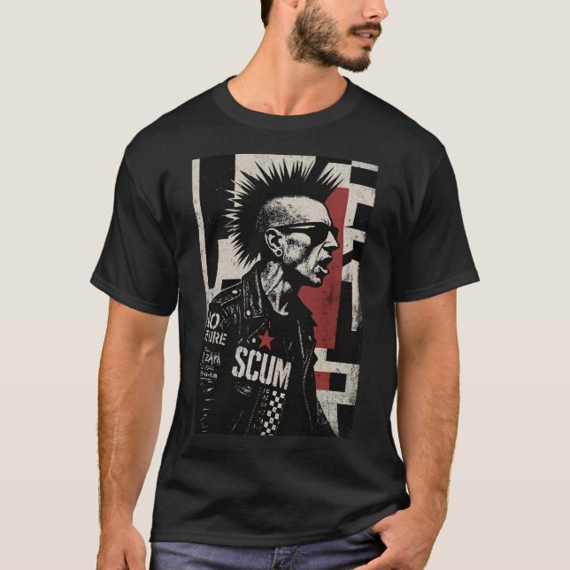 Hardcore Punk Rebel Portrait T Shirt (Framsida)