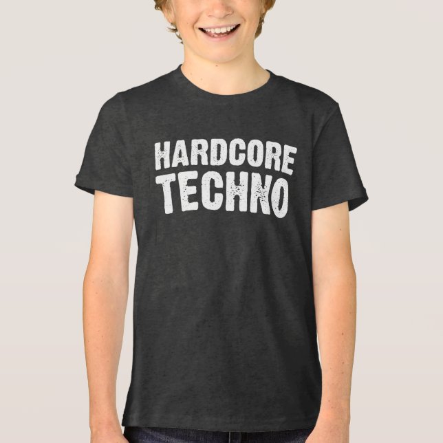 Hardcore Techno Distressed logo design T Shirt (Framsida)