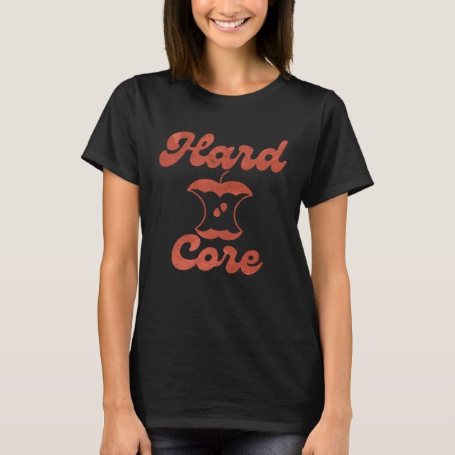 Hardcore Vegan  Röd Äppelkärna T Shirt (Framsida)