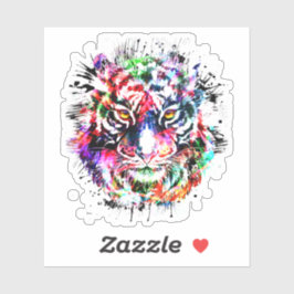 Hårddekal för tigerhuvud - Färgbricketikett Klistermärken