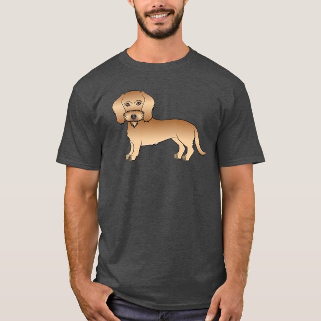 Hårddiskad styrda Dachshund Cute Tecknad hund T Shirt (Framsida)