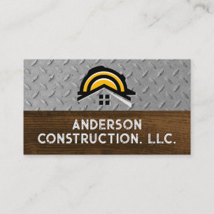 Hardhat Construction Logotyp Stål Wood Visitkort