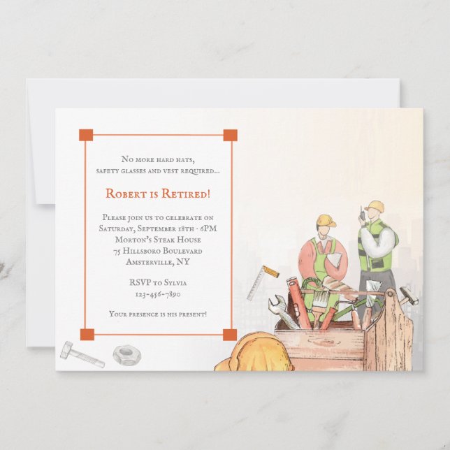 Hardhat Worker Pension Party Inbjudningar (Framsida)