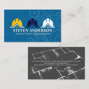 Hårdhatt Byggare Logo Ritning Fastighet Visitkort