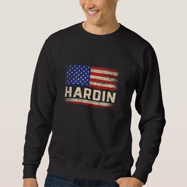 HARDIN Last Name Shirt HARDIN Name American Flag Lång Ärmad Tröja (Framsida)