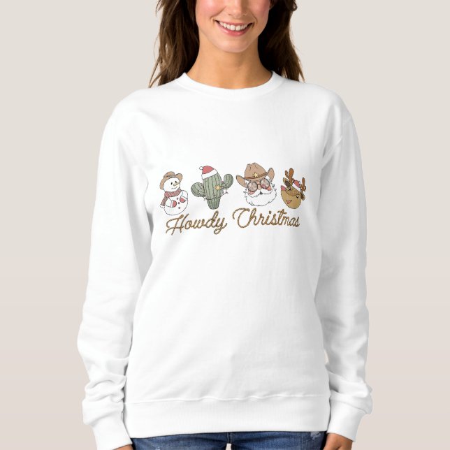 Hårdjul, Retro Doodle Western jul T Shirt (Framsida)