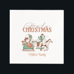 Hårdlig jultypografi, Texas Symbol Graphics Pappersservett<br><div class="desc">Cute Howdy-jul med coolans återtypografi och julsymboler Texas vibe. Howdy Santa med sled och andra Texas-symboler.</div>
