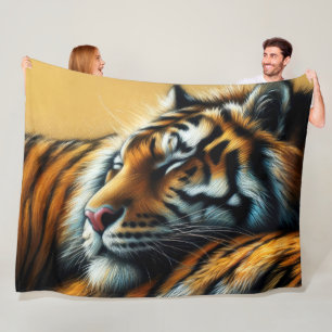 Hårdlig Pastel Teckning Sleeping Tiger Fleecefilt
