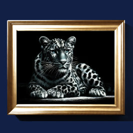 Hårdpastel Teckning Snö Leopard II Poster