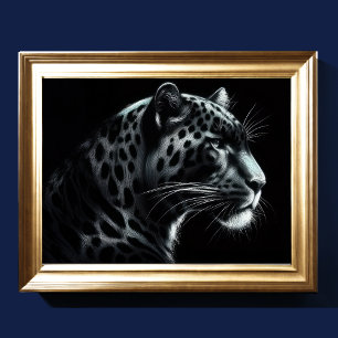 Hårdpastel Teckning Snö Leopard III Poster