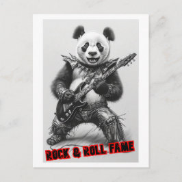 Hårdrockare Panda spelar elgitarr på Helg Vykort