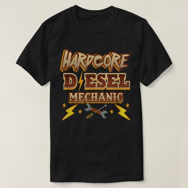 Hårdstekt dieselmekaniker t shirt (Design framsida)