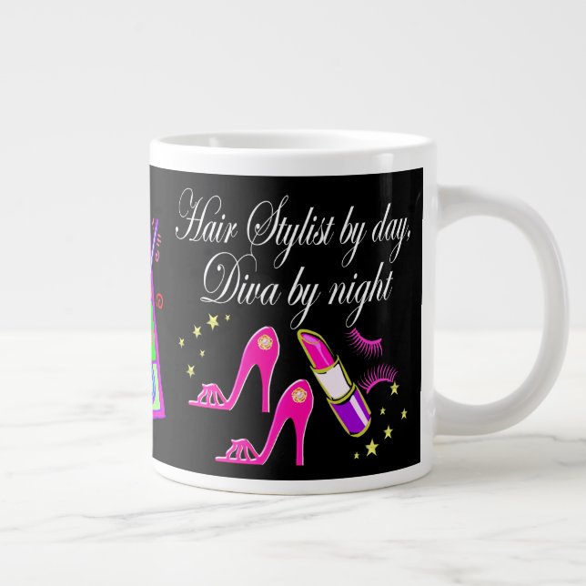 HÅRDSTYLIST PER DAG DIVA PER KVÄLL PERSONLIG JUMBO MUGG (Höger)