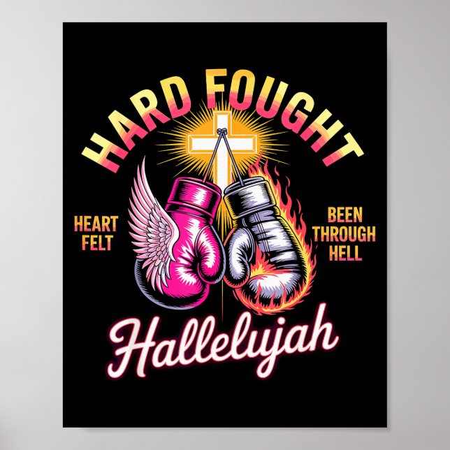Hårdt kämpat Halleluja boxnings handskar tro _1 Poster (Framsidan)