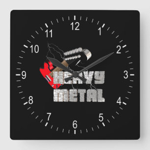 Hårdväggklocka metall fyrkantig klocka
