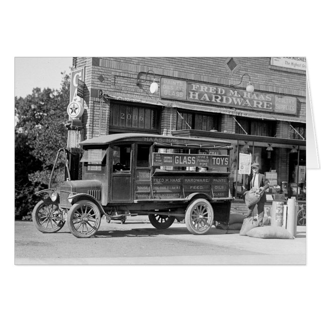 Hardware Store Delivery Lastbil, 1924 Hälsningskort (Framsidan Horizontal)