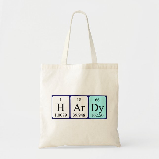 Hardy periodiskt bord namn tote bag tygkasse (Framsidan)