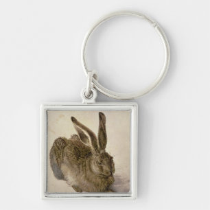 Hare 1502 fyrkantig silverfärgad nyckelring