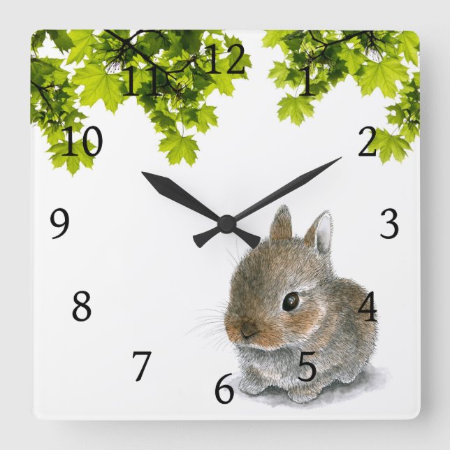 Hare 61 kanin fyrkantig klocka (Framsida)
