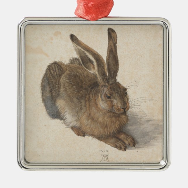 Hare (av Albrecht Dürer) Julgransprydnad Metall (Framsidan)