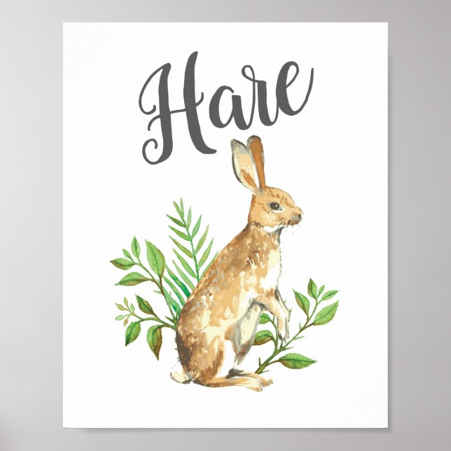 Hare barn skriver ut. Kålynsrot konst. Poster (Framsidan)