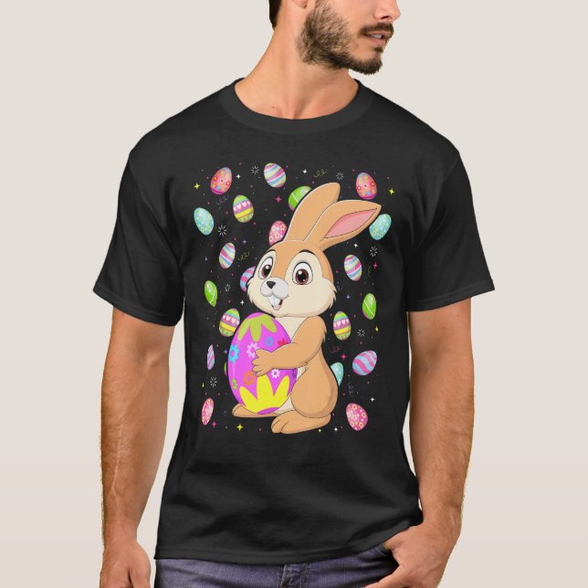 Hare Bunny Påskägg Funny Hare Påsk Söndag T Shirt (Framsida)