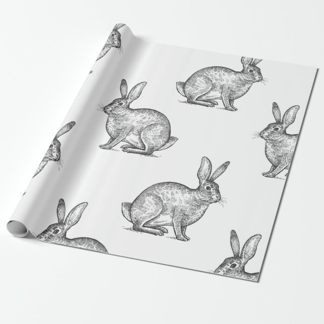 Hare eller kanin. Sömlös mönster med skogsdjur Presentpapper (Utrullad)