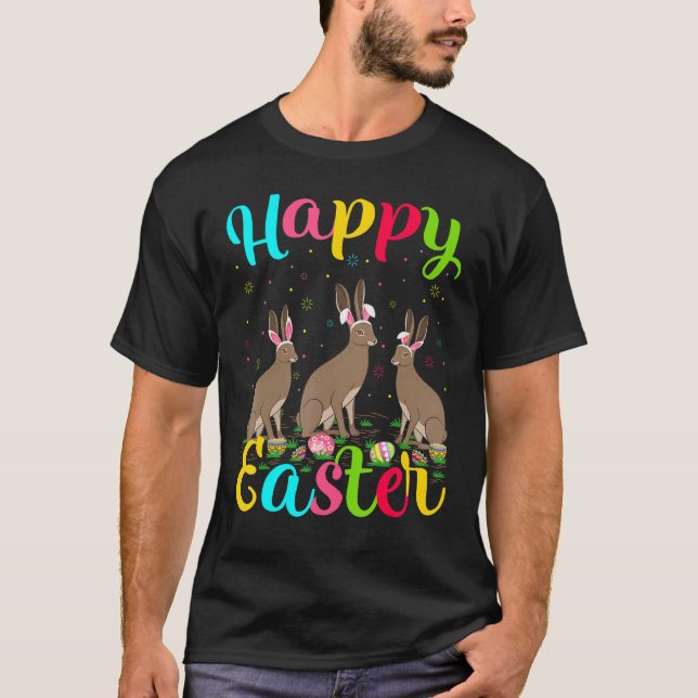 Hare Funny Påskägg Bunny Hare Glad påsk T Shirt (Framsida)