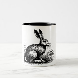 Hare i Fält Illustration Två-Tonad Mugg