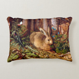 Hare i Forest Hans Hoffmann Rabbit Painting Prydnadskudde