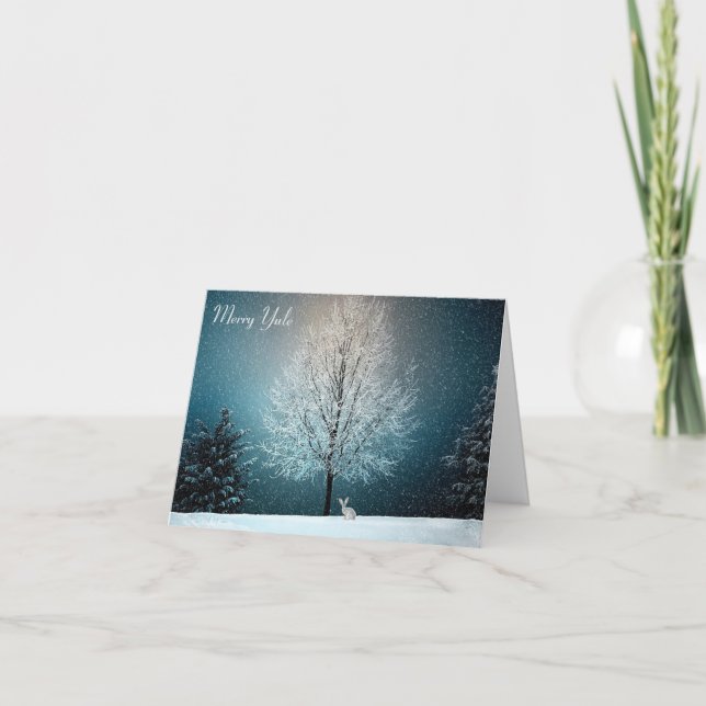 Hare i snön (Yule) Helgkort (Framsida)