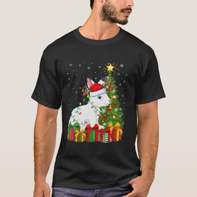 Hare Julafton Träd Lighting Santa Hat Hare jul T Shirt (Framsida)
