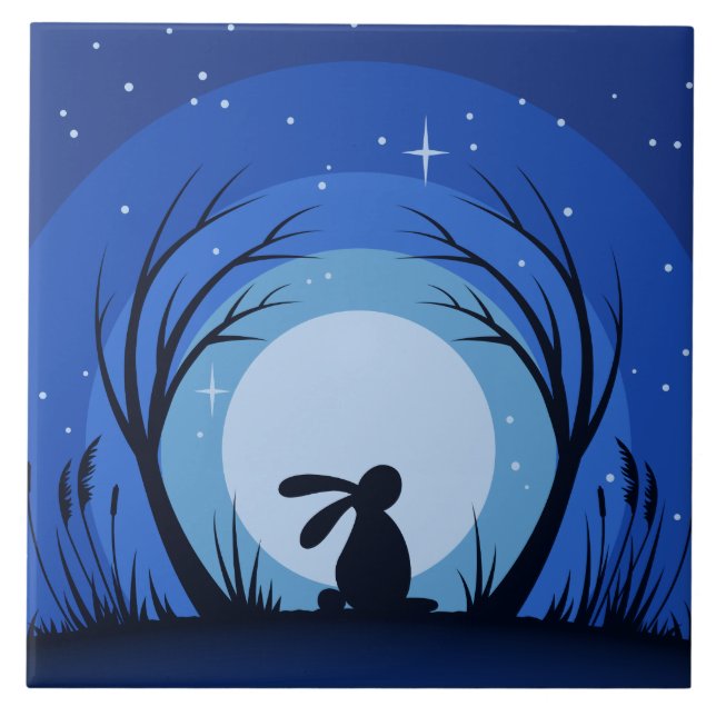 Hare kanin, månskenSilhouette Kakelplatta (Framsidan)
