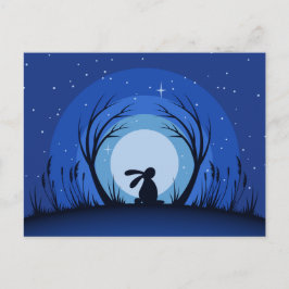 Hare, kanin Moonlight Silhouette Vykort