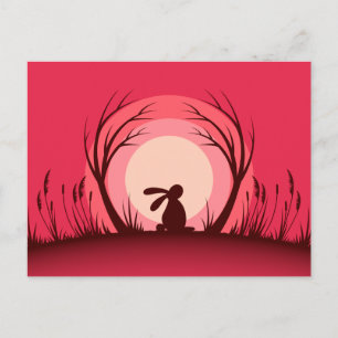 Hare, kanin Sunset Silhouette Vykort