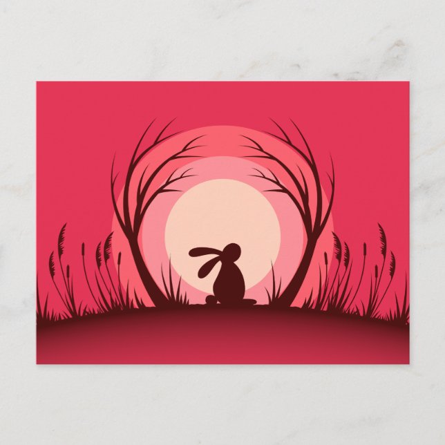 Hare, kanin Sunset Silhouette Vykort (Framsida)