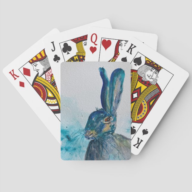 Hare kanin, vattenfärg casinokort (Baksidan)